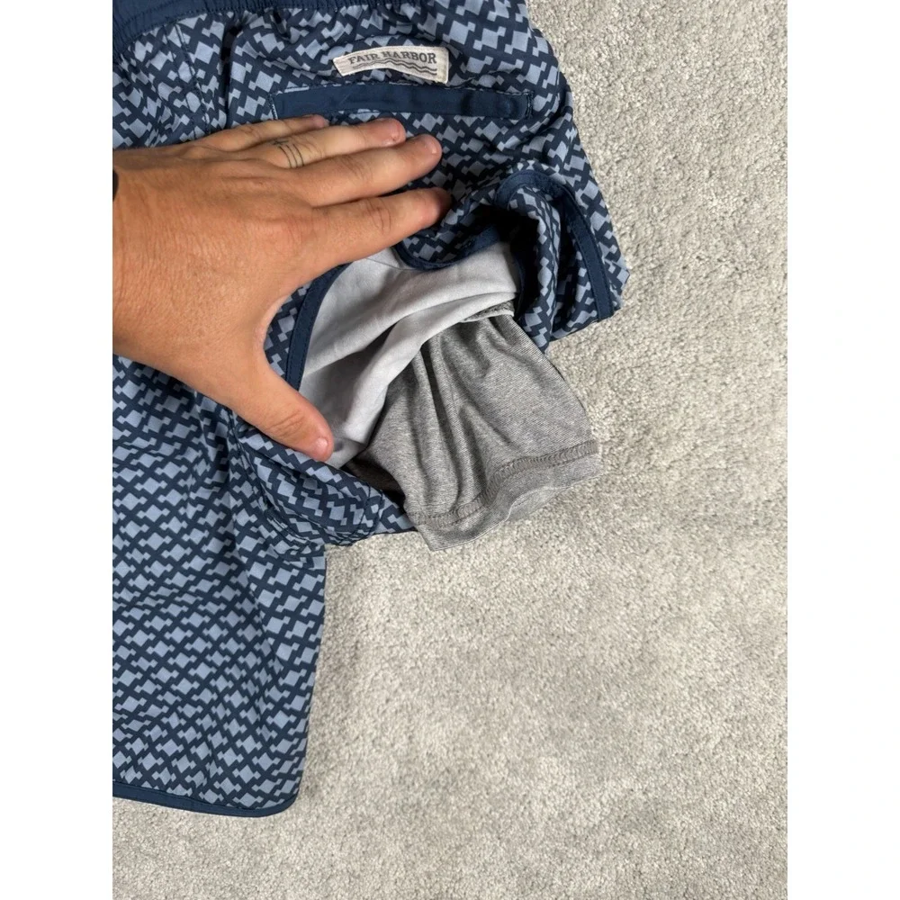 Fair Harbor Kids Boys Size XL (11-12) Anchor Swim Trunks Mist Seaview Lined